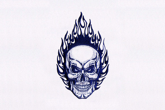 Fire Skull: A Bold Halloween Embroidery Statement