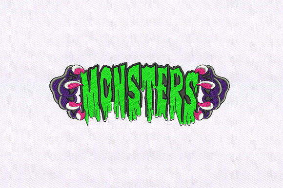Monsters Text: A Spooky, Stitch-Ready Embroidery Design