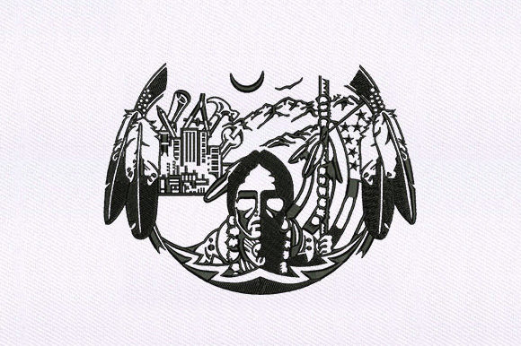 Native Scenery Embroidery Design